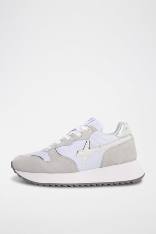 Zapatillas de nobuk - Blanco, plateado y gris