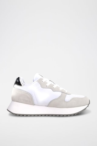 Zapatillas de nobuk - Blanco, plateado y gris