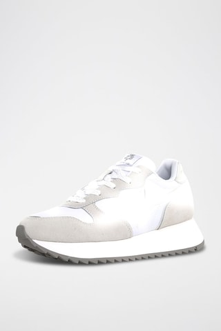 Zapatillas de nobuk - Blanco, plateado y gris