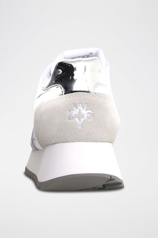 Zapatillas de nobuk - Blanco, plateado y gris