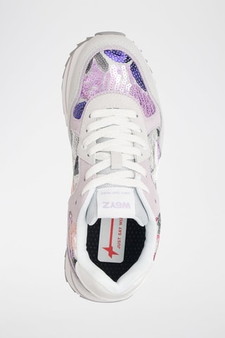 Zapatillas de nobuk con plataforma - Blanco, violeta y rosa