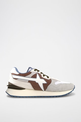 Zapatillas de nobuk - Blanco, marrón y gris