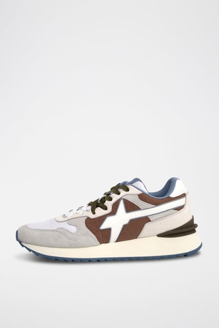 Zapatillas de nobuk - Blanco, marrón y gris