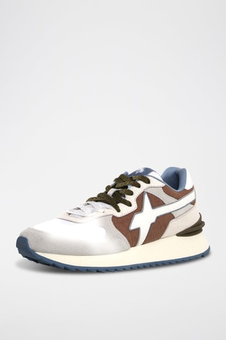 Zapatillas de nobuk - Blanco, marrón y gris