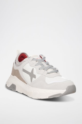Zapatillas de nobuk - Blanco, beige y gris