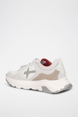 Zapatillas de nobuk - Blanco, beige y gris