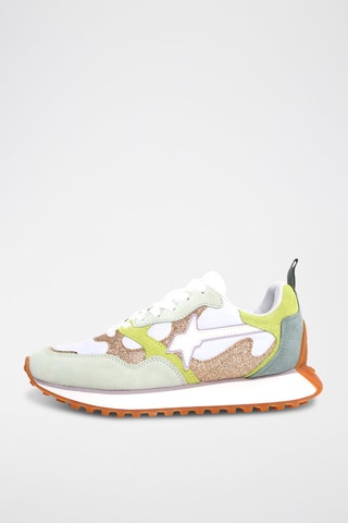 Zapatillas de nobuk - Blanco, verde y marrón