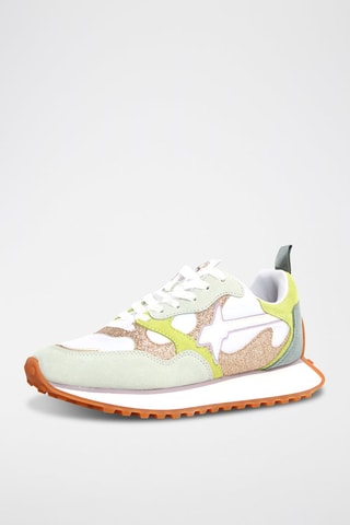 Zapatillas de nobuk - Blanco, verde y marrón