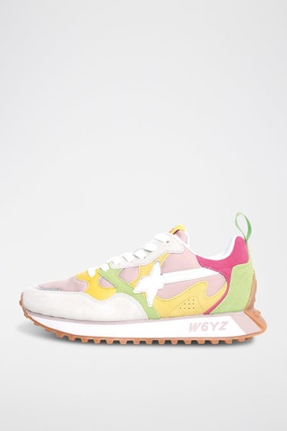 Zapatillas de nobuk - Blanco, verde y violeta