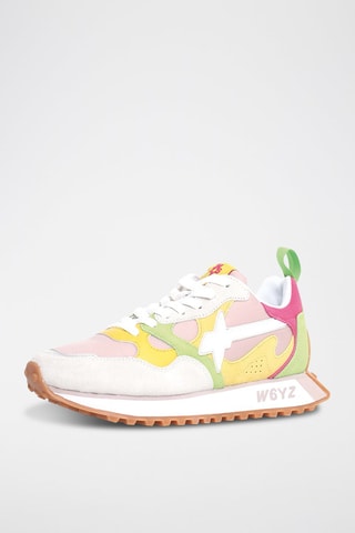 Zapatillas de nobuk - Blanco, verde y violeta