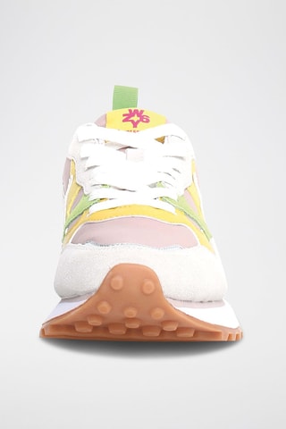 Zapatillas de nobuk - Blanco, verde y violeta