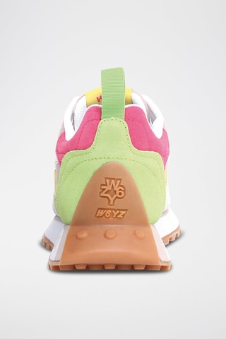 Zapatillas de nobuk - Blanco, verde y violeta