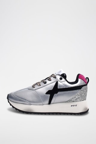 Zapatillas de piel Kis - Negro, violeta, plateado y gris