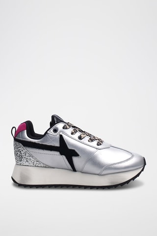 Zapatillas de piel Kis - Negro, violeta, plateado y gris