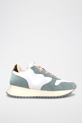 Zapatillas de nobuk - Blanco, verde, rosa y dorado
