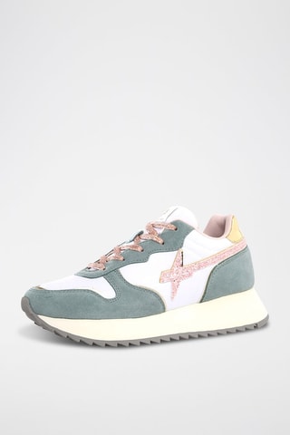 Zapatillas de nobuk - Blanco, verde, rosa y dorado