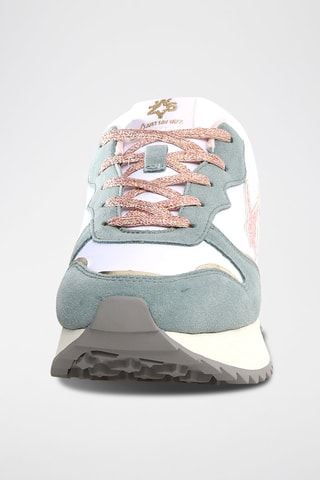 Zapatillas de nobuk - Blanco, verde, rosa y dorado