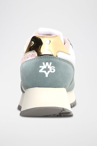 Zapatillas de nobuk - Blanco, verde, rosa y dorado