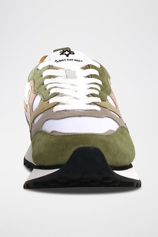 Zapatillas de piel - Blanco, verde, marrón y gris