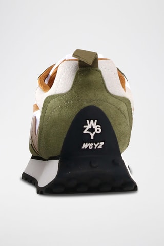 Zapatillas de piel - Blanco, verde, marrón y gris