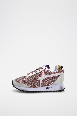 Zapatillas de piel Kis - Blanco y rosa