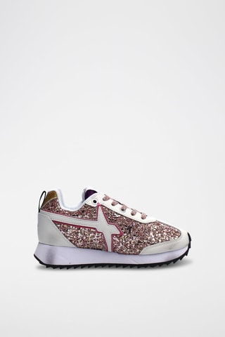 Zapatillas de piel Kis - Blanco y rosa