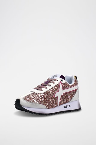 Zapatillas de piel Kis - Blanco y rosa