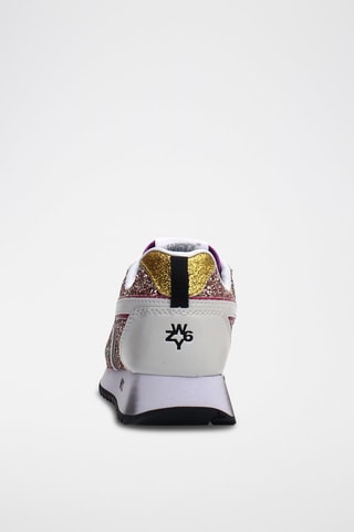 Zapatillas de piel Kis - Blanco y rosa