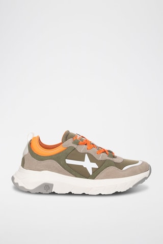 Zapatillas de nobuk - Verde, naranja y gris