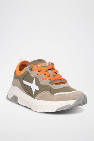 Zapatillas de nobuk - Verde, naranja y gris