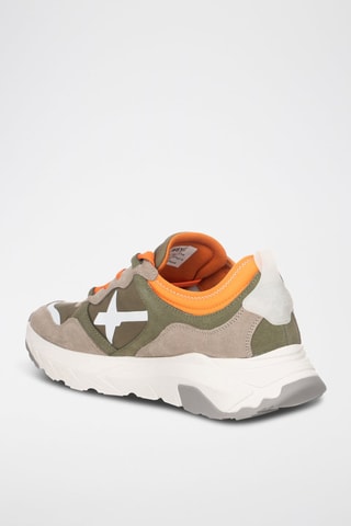 Zapatillas de nobuk - Verde, naranja y gris