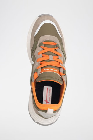 Zapatillas de nobuk - Verde, naranja y gris