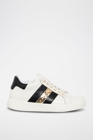 Zapatillas con plataforma - Negro, beige y dorado