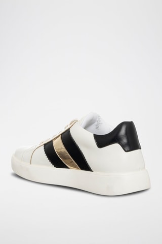 Zapatillas con plataforma - Negro, beige y dorado
