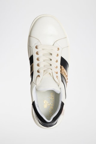 Zapatillas con plataforma - Negro, beige y dorado