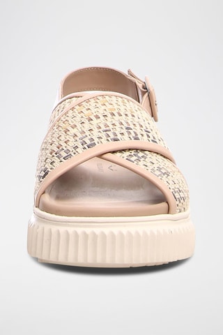 Sandalias de piel con plataforma - Beige
