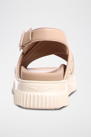 Sandalias de piel con plataforma - Beige