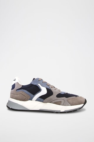 Zapatillas de nobuk - Blanco, azul y gris