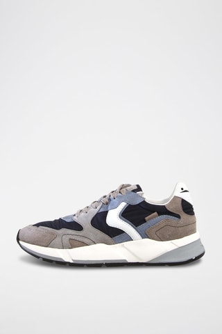Zapatillas de nobuk - Blanco, azul y gris