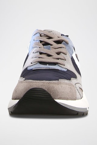 Zapatillas de nobuk - Blanco, azul y gris
