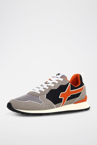Zapatillas de nobuk - Blanco, naranja y gris