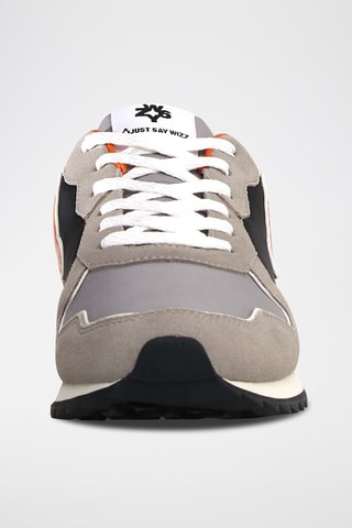 Zapatillas de nobuk - Blanco, naranja y gris