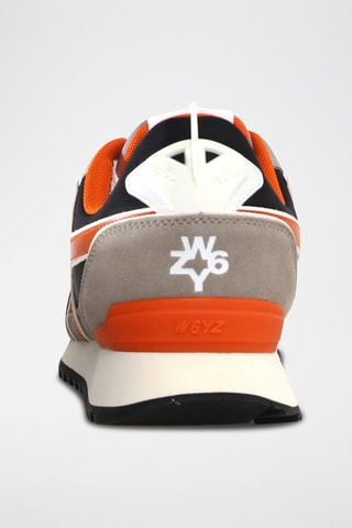 Zapatillas de nobuk - Blanco, naranja y gris