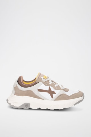 Zapatillas de nobuk - Blanco y beige