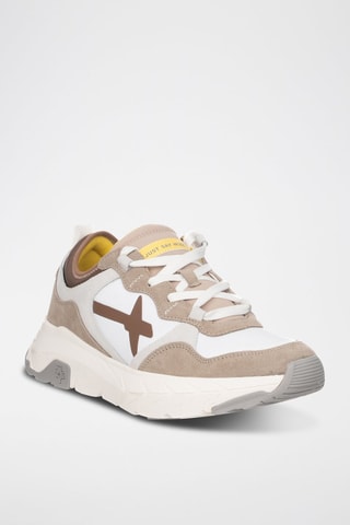 Zapatillas de nobuk - Blanco y beige