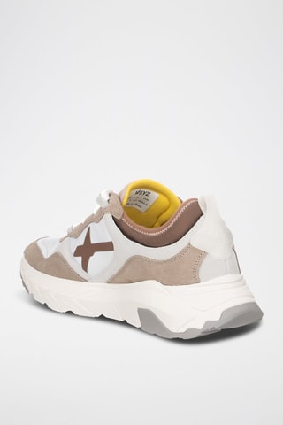 Zapatillas de nobuk - Blanco y beige