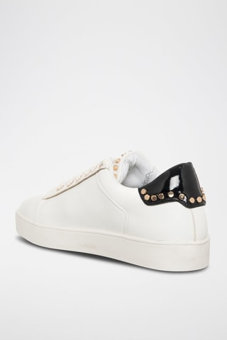 Zapatillas con plataforma - Blanco, negro y dorado