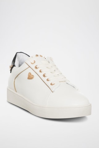Zapatillas con plataforma - Blanco, negro y dorado
