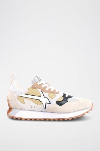 Zapatillas de piel - Blanco y beige