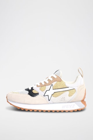Zapatillas de piel - Blanco y beige